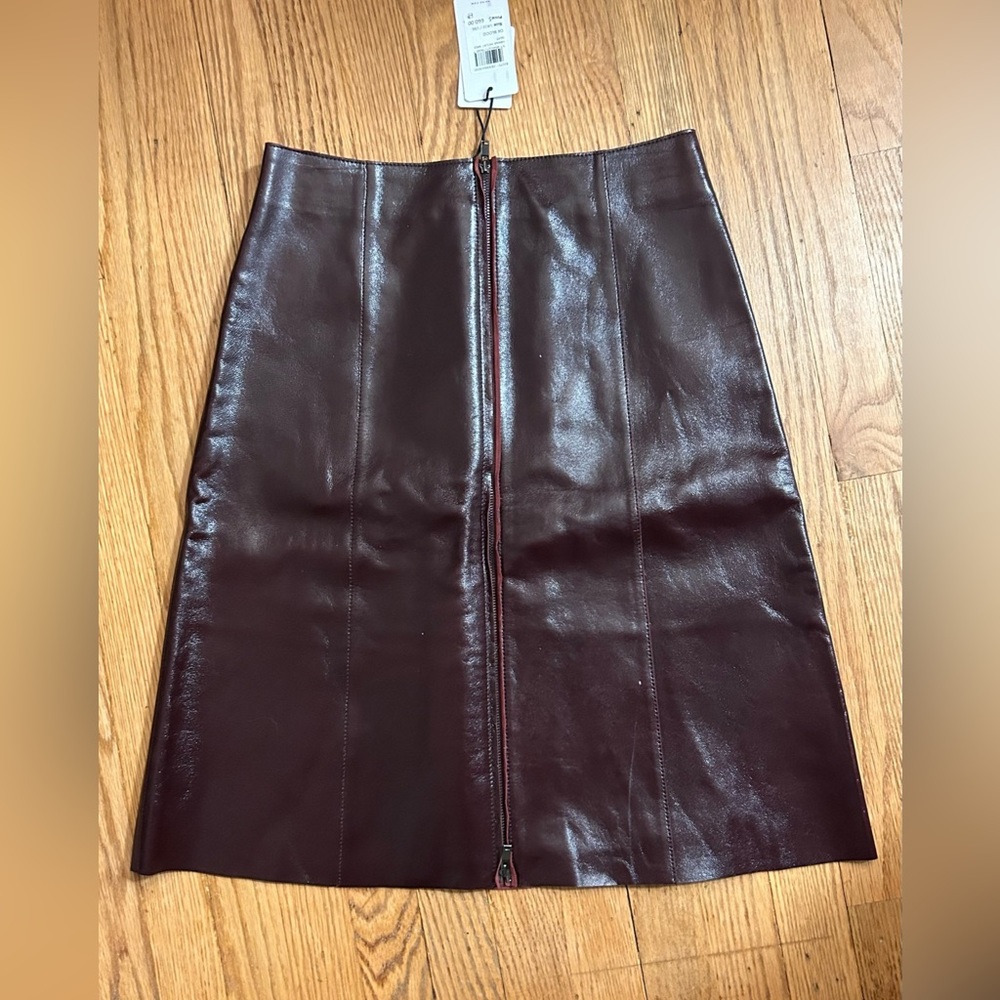 NWT- Reiss Hanna Oxblood Patent Leather Midi Skirt- Size 6